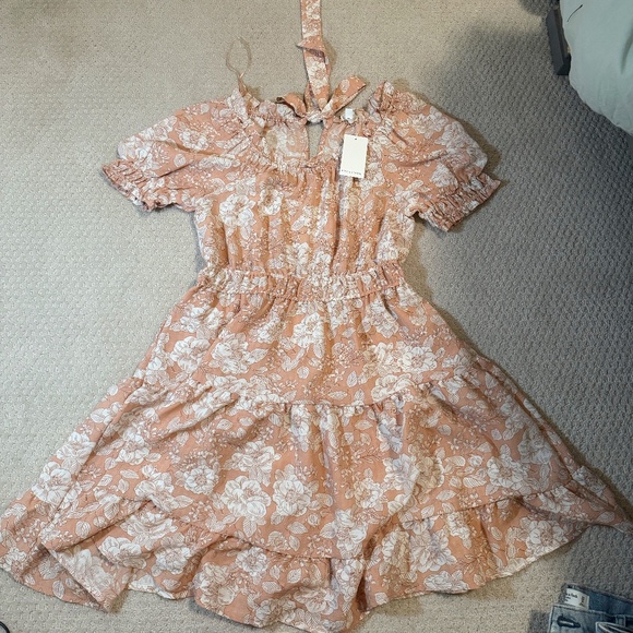 Blu Pepper Coral Ruffle Mini Dress - Picture 1 of 3
